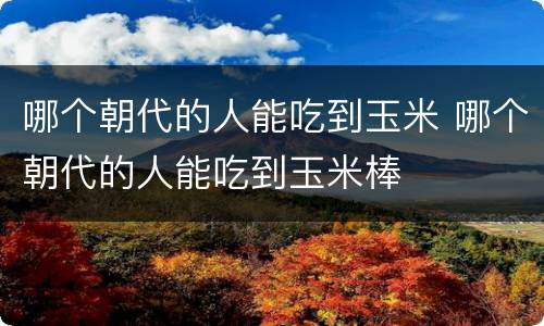 哪个朝代的人能吃到玉米 哪个朝代的人能吃到玉米棒
