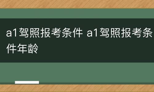 a1驾照报考条件 a1驾照报考条件年龄