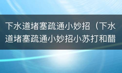 下水道堵塞疏通小妙招（下水道堵塞疏通小妙招小苏打和醋）