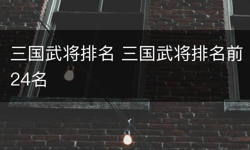 三国武将排名 三国武将排名前24名