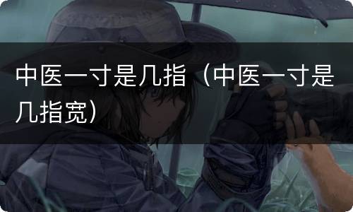 中医一寸是几指（中医一寸是几指宽）