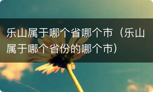 乐山属于哪个省哪个市（乐山属于哪个省份的哪个市）