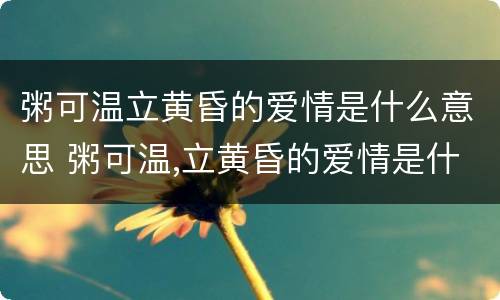 粥可温立黄昏的爱情是什么意思 粥可温,立黄昏的爱情是什么意思
