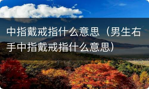 中指戴戒指什么意思（男生右手中指戴戒指什么意思）