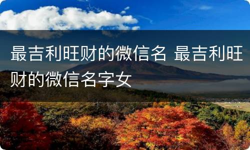 最吉利旺财的微信名 最吉利旺财的微信名字女