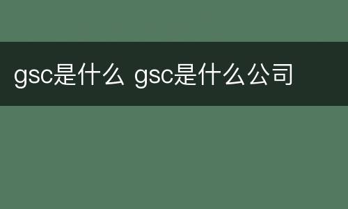 gsc是什么 gsc是什么公司