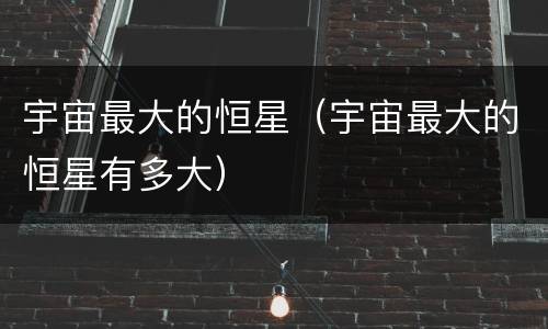 宇宙最大的恒星（宇宙最大的恒星有多大）
