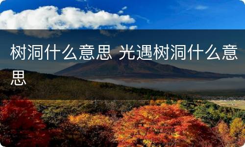 树洞什么意思 光遇树洞什么意思