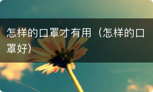 怎样的口罩才有用（怎样的口罩好）