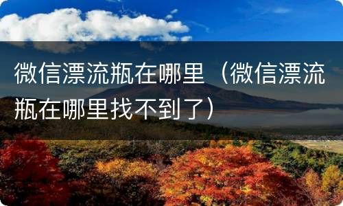 微信漂流瓶在哪里（微信漂流瓶在哪里找不到了）