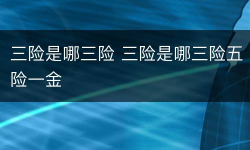三险是哪三险 三险是哪三险五险一金