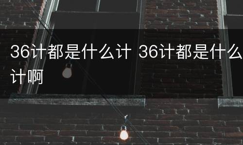 36计都是什么计 36计都是什么计啊
