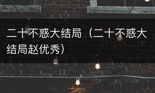 二十不惑大结局（二十不惑大结局赵优秀）