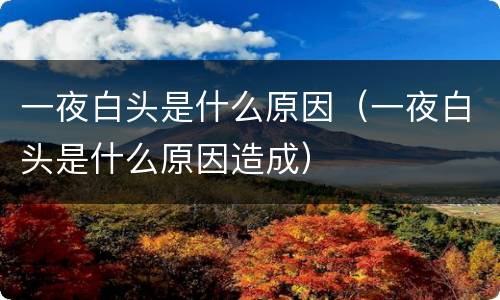 一夜白头是什么原因（一夜白头是什么原因造成）