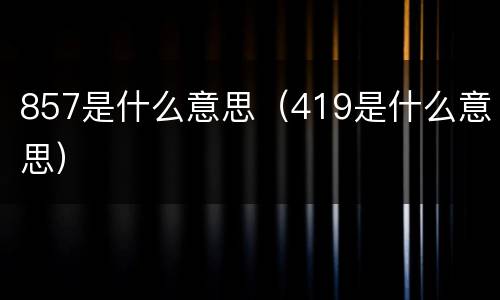 857是什么意思（419是什么意思）