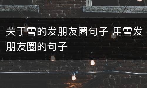 关于雪的发朋友圈句子 用雪发朋友圈的句子