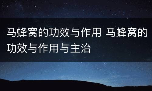 马蜂窝的功效与作用 马蜂窝的功效与作用与主治