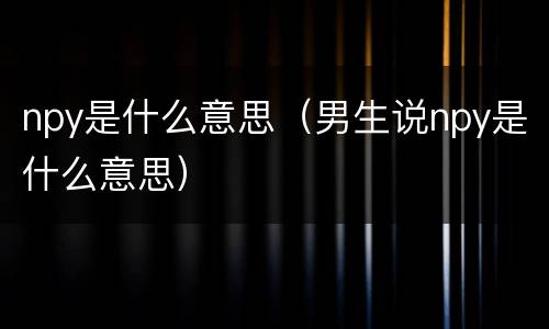 npy是什么意思（男生说npy是什么意思）