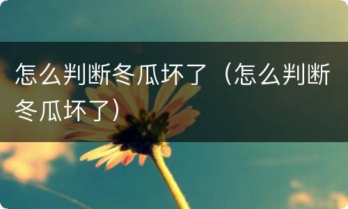 怎么判断冬瓜坏了（怎么判断冬瓜坏了）