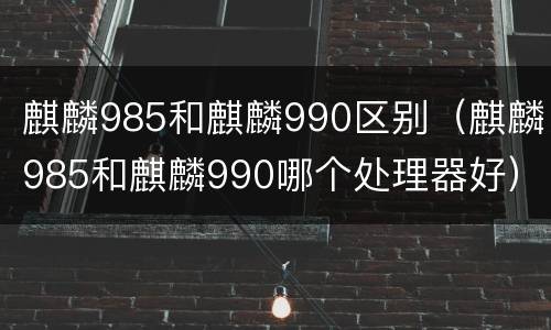 麒麟985和麒麟990区别（麒麟985和麒麟990哪个处理器好）