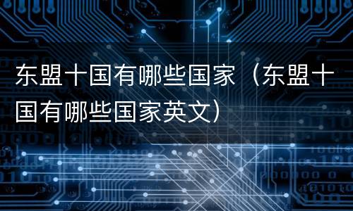 东盟十国有哪些国家（东盟十国有哪些国家英文）