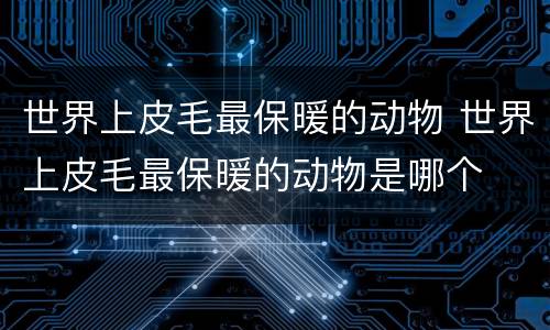 世界上皮毛最保暖的动物 世界上皮毛最保暖的动物是哪个