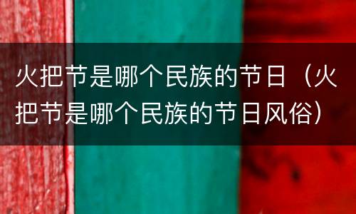 火把节是哪个民族的节日（火把节是哪个民族的节日风俗）