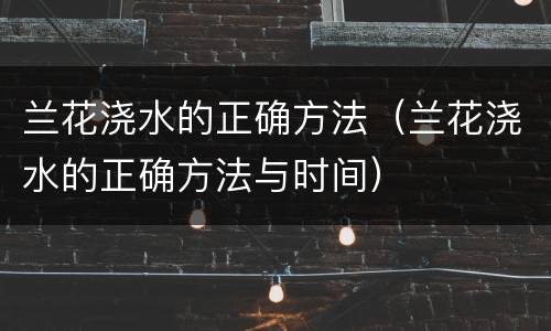 兰花浇水的正确方法（兰花浇水的正确方法与时间）