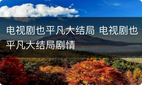 电视剧也平凡大结局 电视剧也平凡大结局剧情