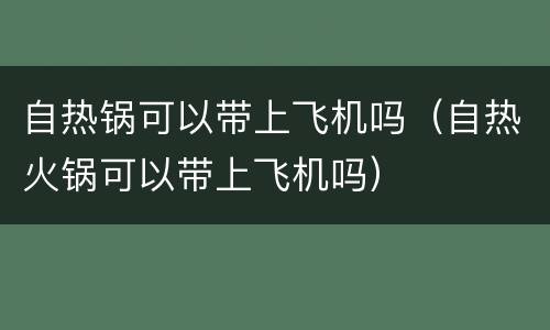 自热锅可以带上飞机吗（自热火锅可以带上飞机吗）
