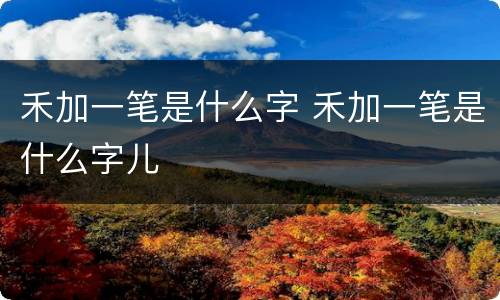 禾加一笔是什么字 禾加一笔是什么字儿