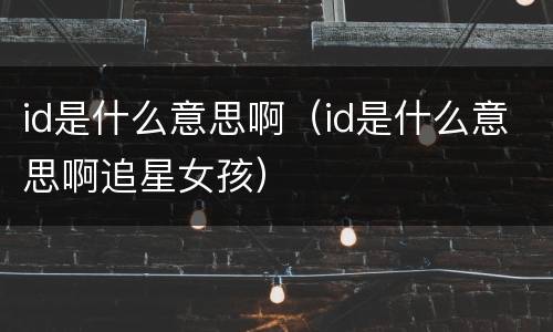 id是什么意思啊（id是什么意思啊追星女孩）