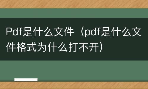 Pdf是什么文件（pdf是什么文件格式为什么打不开）