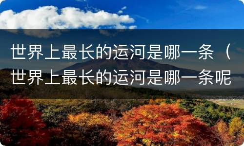 世界上最长的运河是哪一条（世界上最长的运河是哪一条呢）