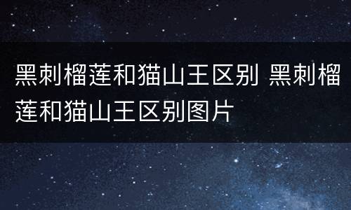 黑刺榴莲和猫山王区别 黑刺榴莲和猫山王区别图片
