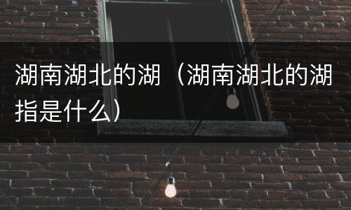 湖南湖北的湖（湖南湖北的湖指是什么）