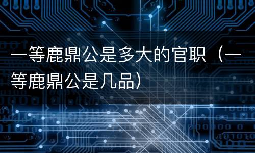一等鹿鼎公是多大的官职（一等鹿鼎公是几品）