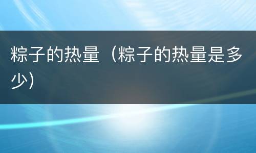 粽子的热量（粽子的热量是多少）