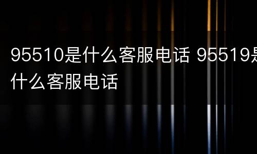 95510是什么客服电话 95519是什么客服电话