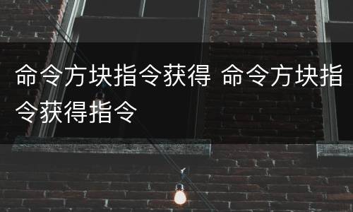命令方块指令获得 命令方块指令获得指令