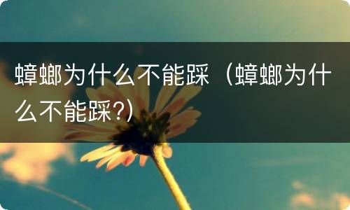 蟑螂为什么不能踩（蟑螂为什么不能踩?）