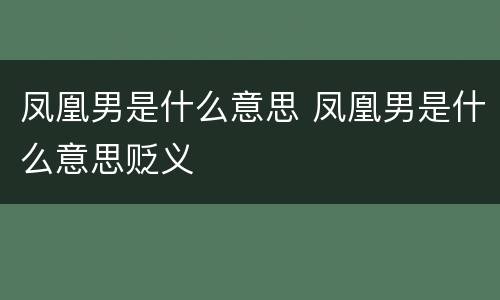 凤凰男是什么意思 凤凰男是什么意思贬义