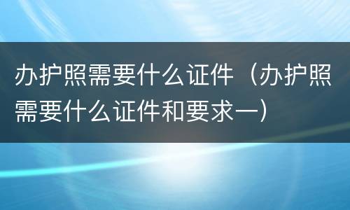 办护照需要什么证件（办护照需要什么证件和要求一）