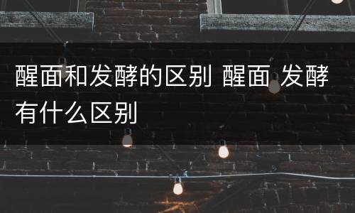醒面和发酵的区别 醒面 发酵有什么区别