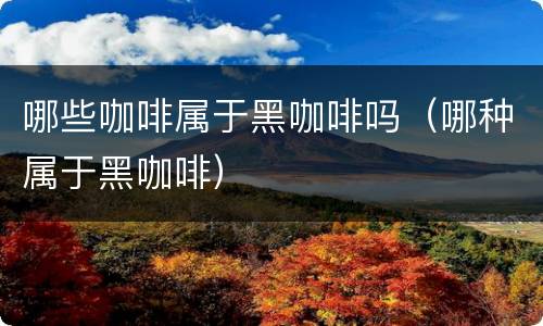 哪些咖啡属于黑咖啡吗（哪种属于黑咖啡）