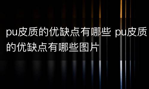 pu皮质的优缺点有哪些 pu皮质的优缺点有哪些图片