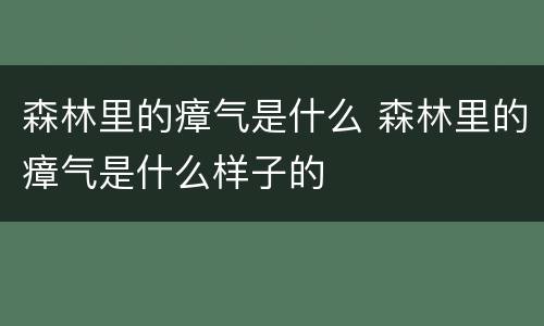 森林里的瘴气是什么 森林里的瘴气是什么样子的
