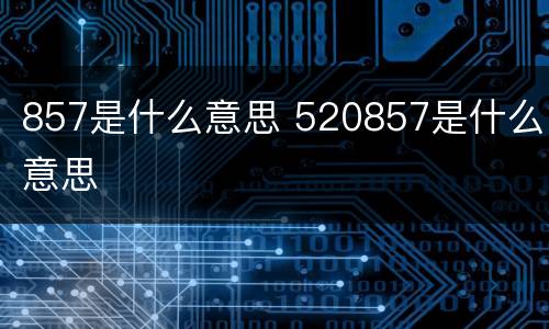 857是什么意思 520857是什么意思