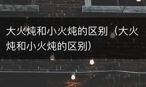 大火炖和小火炖的区别（大火炖和小火炖的区别）