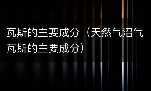 瓦斯的主要成分（天然气沼气瓦斯的主要成分）